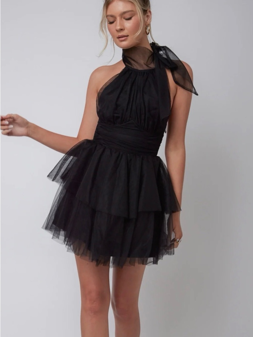 ANDREE BY UNIT Black Layered Tulle Party Dress